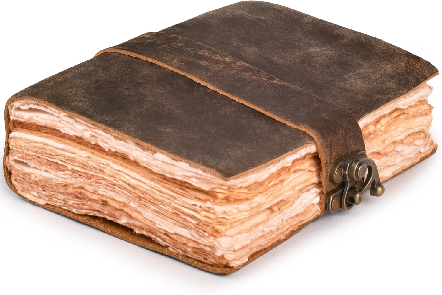 Leather Journal with Face Lock, Distressed Brown — authentic vintage gift collectible